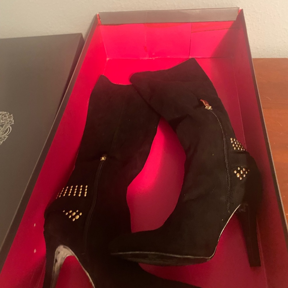 BCBGeneration Black and Gold Heeled Boots